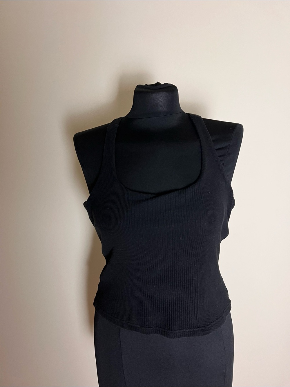 Energie Black Ribbed Scoop Cross-back Tank